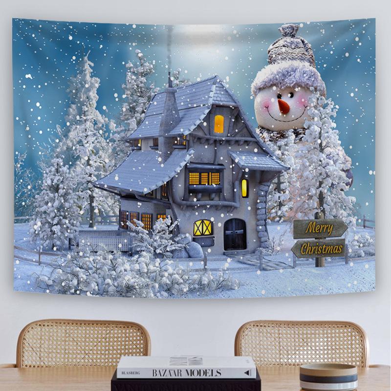 Customizable Christmas Backdrop Nordic-style Cross-border E-commerce Fireplace Tapestry Home Decor Photo Prop Hanging Cloth