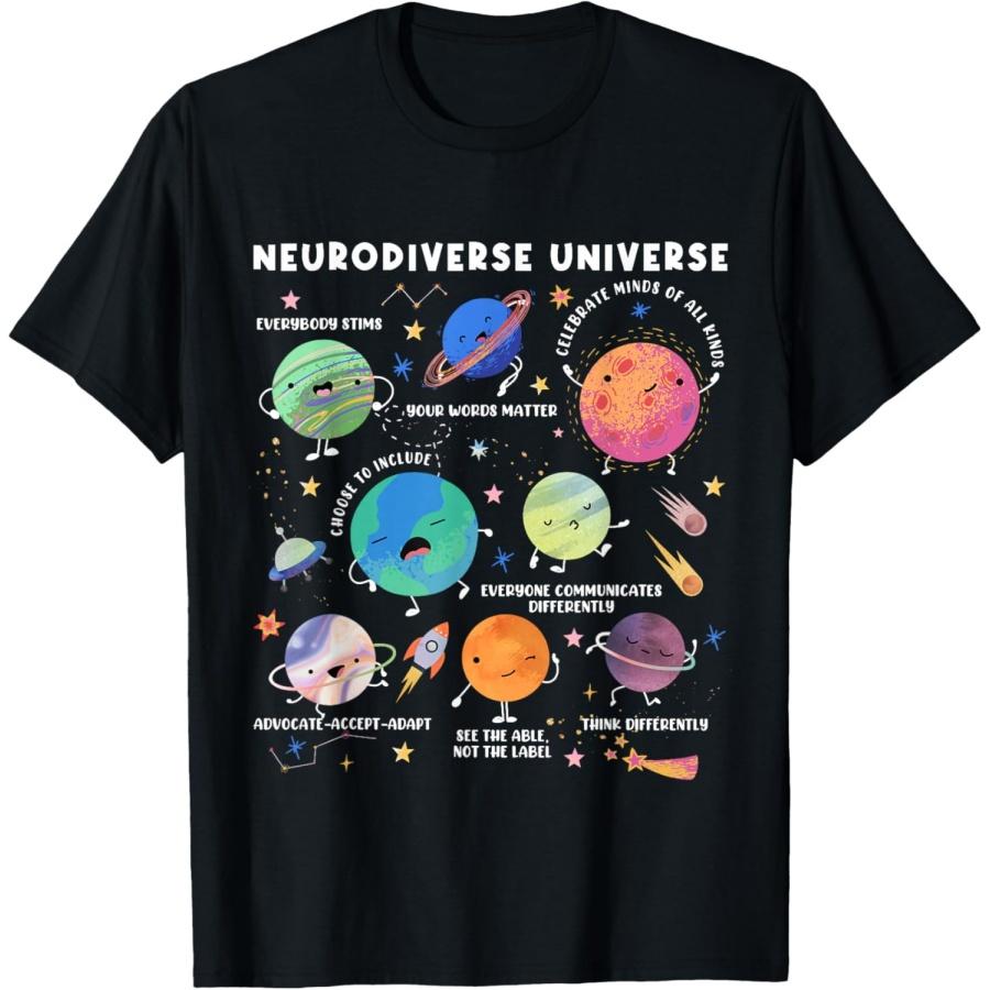 Neurodiverse Universe Space Planet Special Education Teacher T-Shirt S