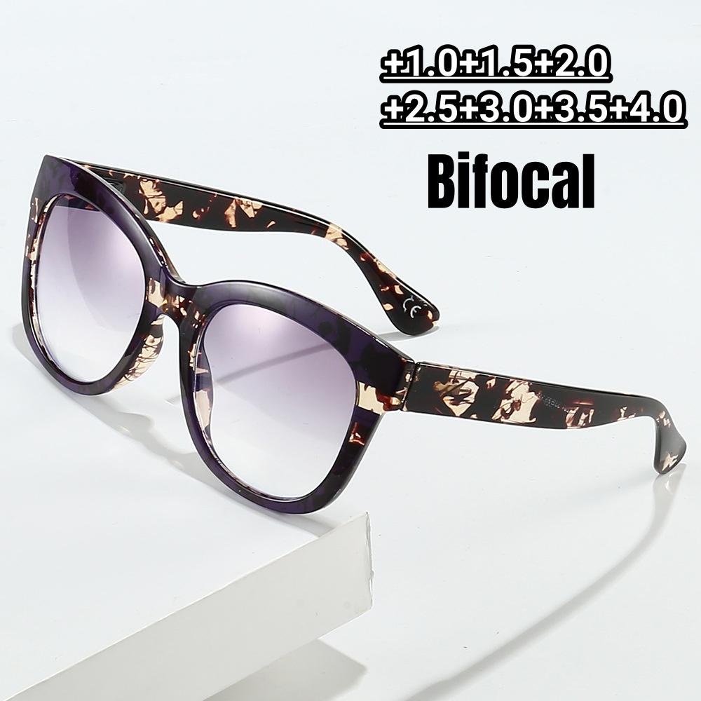 Women Trendy Oversized Near Far Eyeglasses Blue Light Blocking Presbyopia Sunglasses Men Large Frame Bifocal Reading Glasses