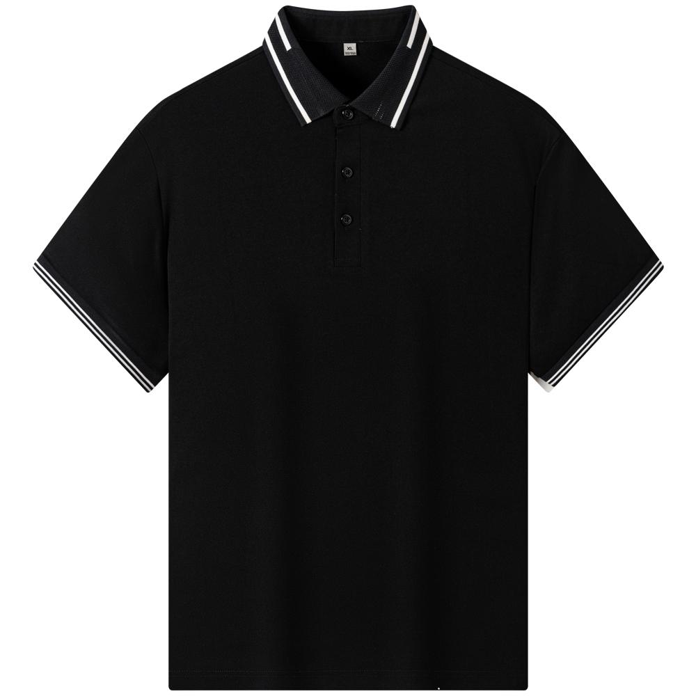 Men's Summer Casual Short Sleeve Ribbed Cuffs Polo Shirt, Lightweight Straight Fit 3-button Plackets Business Collared Shirts