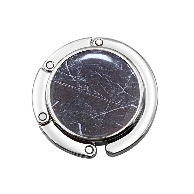 Creative Marble Pattern Folding Handbag Hook with Metal Design
