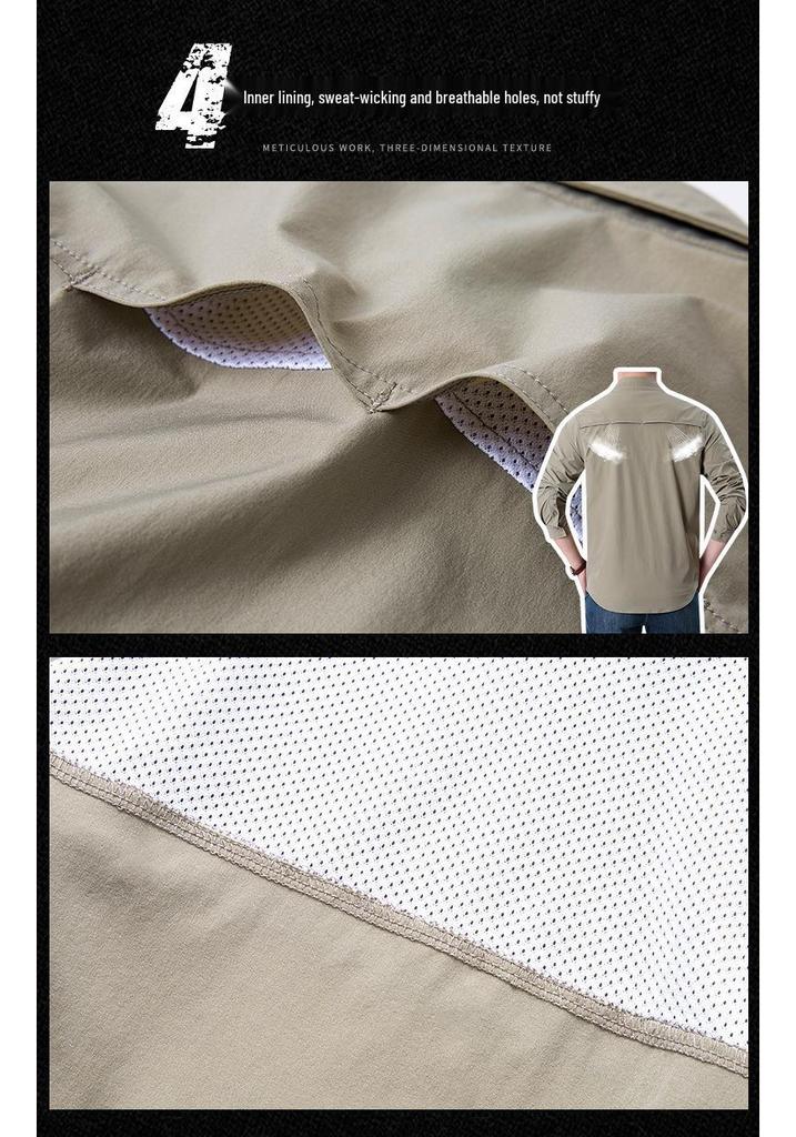 Men's Quick-Dry Military Tactical Outdoor Shirt, Long-Sleeve, Elastic, Breathable, Multi-Pocket Workwear for Spring & Autumn