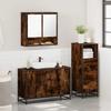 3 Piece Bathroom Furniture Set Smoked Oak Wood Based Panel