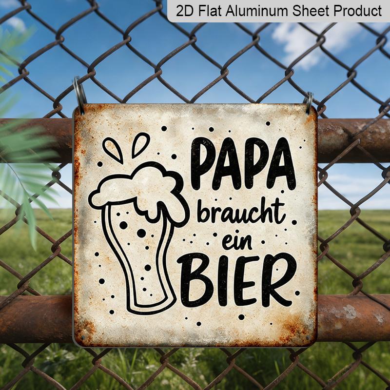 

2D Flat - 1pc Vintage Aluminum Metal Sign for Outdoor Wall Decoration, Featuring A Retro Tin Style with The Humorous Slogan Dad Needs A Break . This 20*20cm
