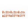 30-Piece Set: Trendy 3D Brown Flower Gradient French Almond Nail Art Tips