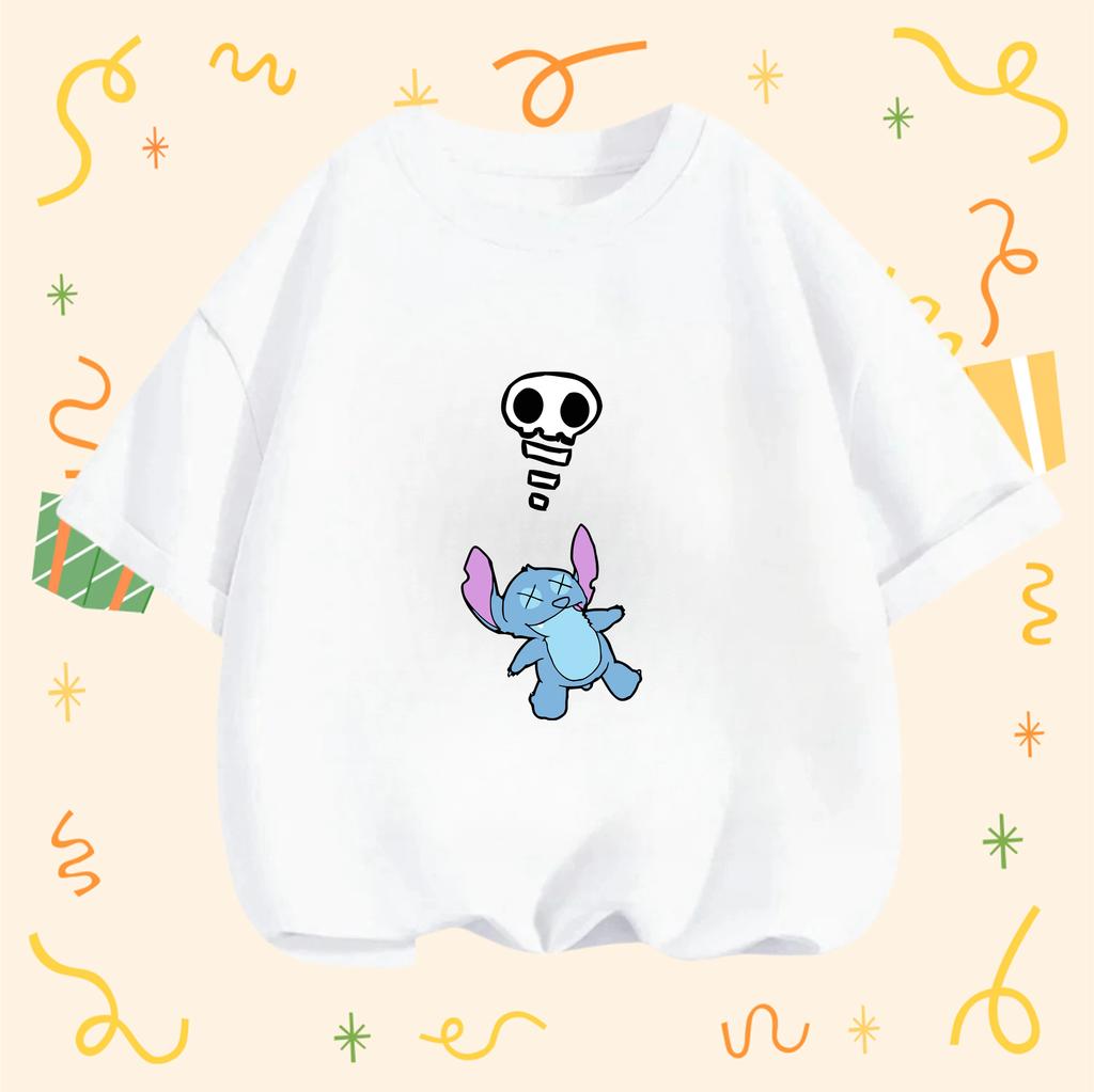 Stitch Alien Smiley Vzor 2026 Tričko Dívky Léto Horký Výprodej Ležérní Horní Díl Nový Dětský Klučičí Styl