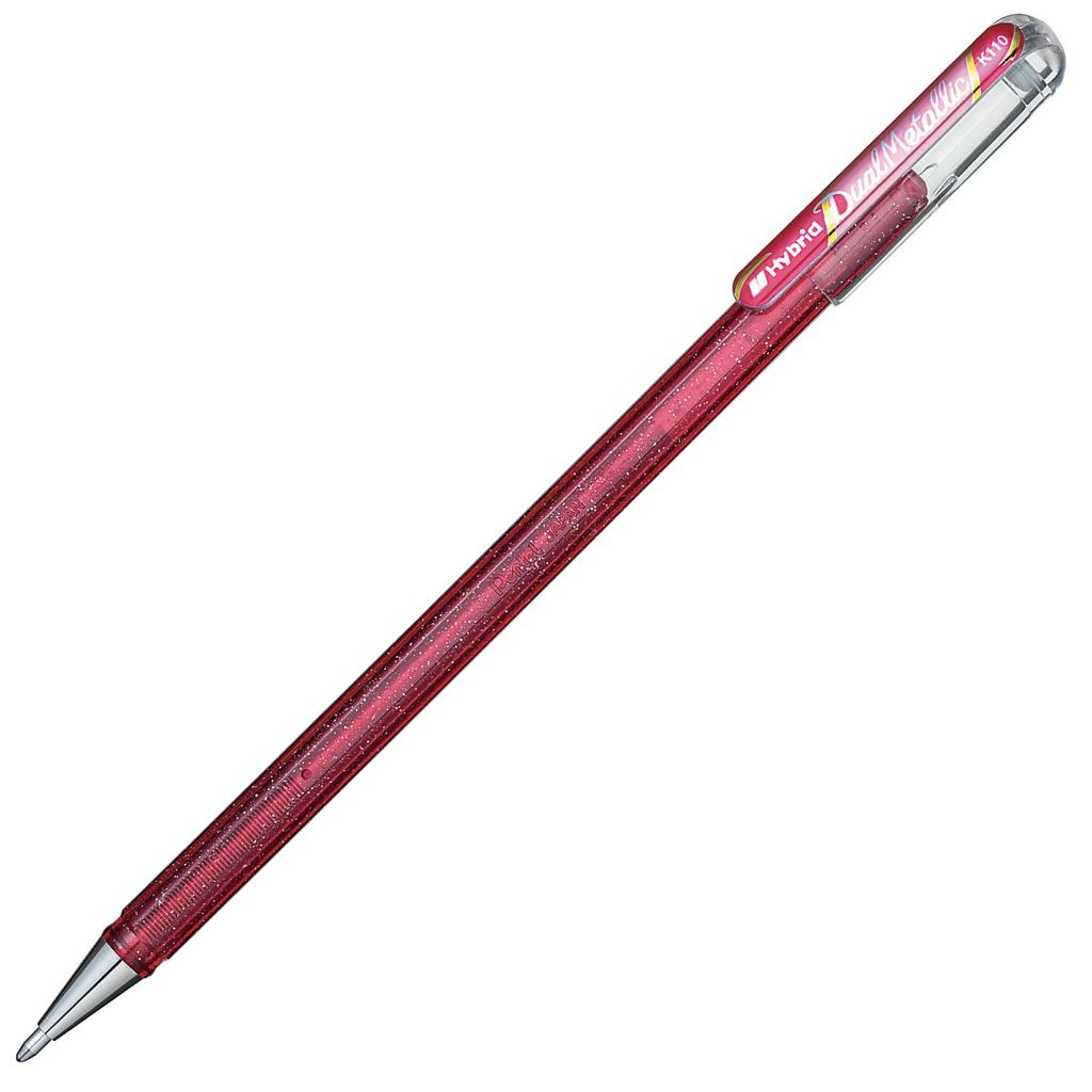 Pentel Ballpoint Dual Metallic Pink Metallic 10 Pen, + Pink, Pens, K110-DP(10)