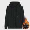 Men's Gray Thick Velvet Hooded Sports Cardigan - Autumn/Winter Casual Large Size Jacket