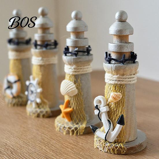 Hand Polished Wooden Figurine Rustic Wood Lighthouse Figurine, Nautical Ocean Beach Sculpture, Souvenir Decoration Handcrafted Coastal Tabletop