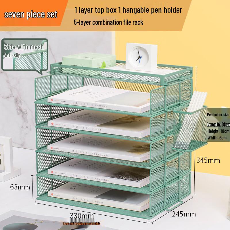 Handon 6-Tier Metal File Organizer with Pen Holder
