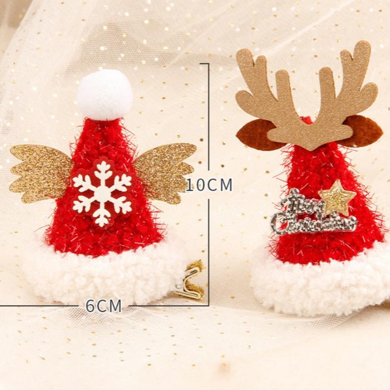Cartoon Cute Red Christmas Hat Hair Clip Santa Claus Cosplay Hairpin Festival Photograph Props Hair Accessories Headwear Gift