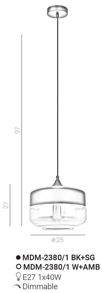 Lampa wisząca Molina MDM-2380/1 BK+SG Italux