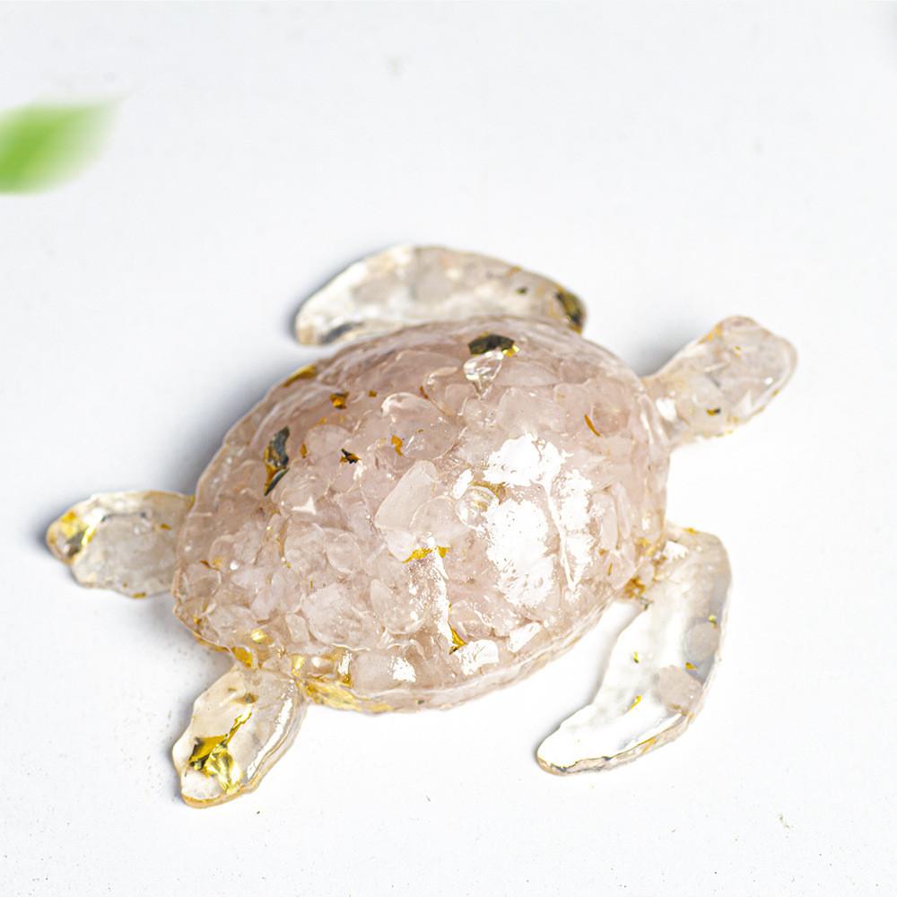 Natural Water Crystal Turtle Sculpture Resin Craft Tabletop Lucky Charm For Home And Office Use