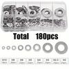 Stainless Steel Flat Washer Set M2-M12, 180 Pcs - Rust-Proof & Durable