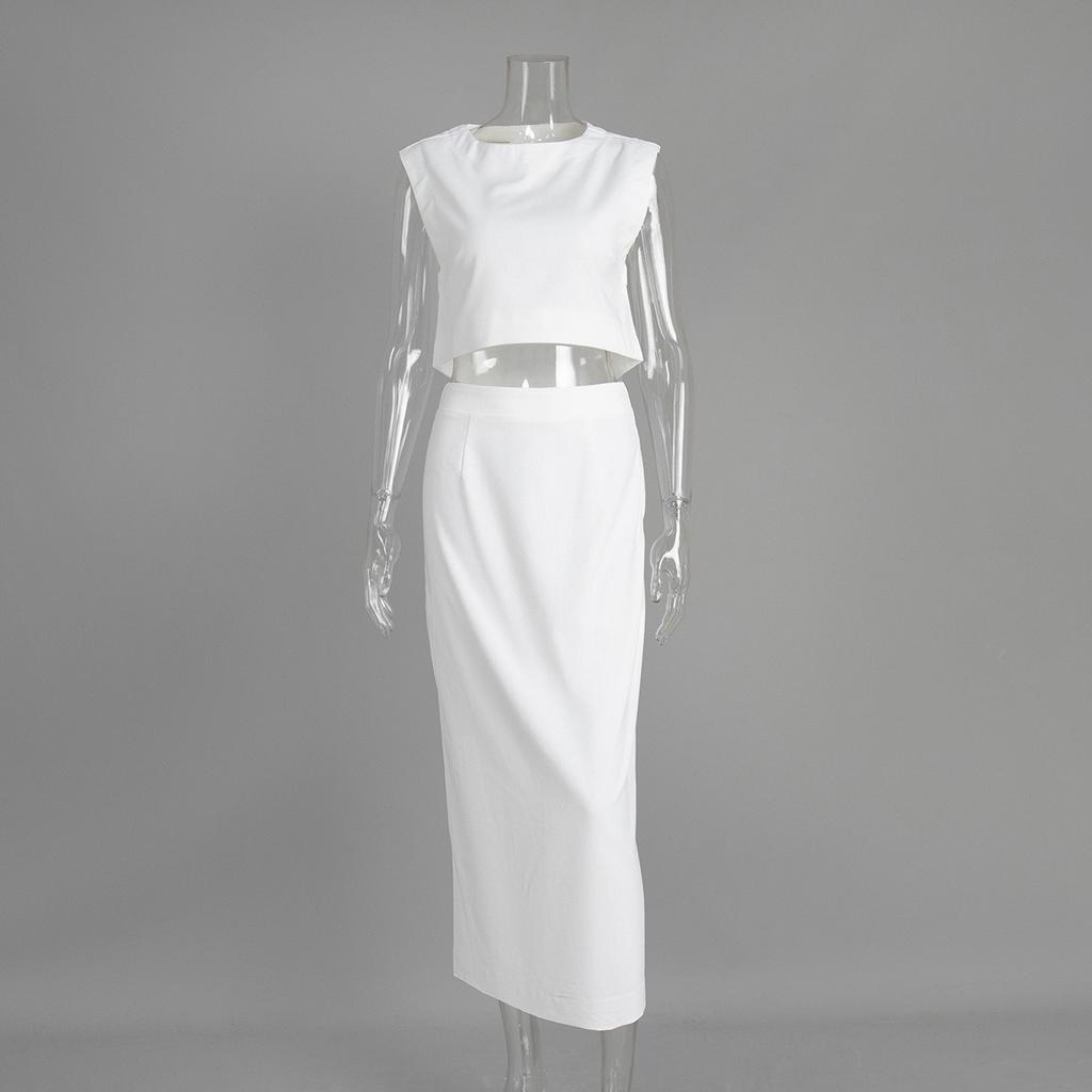 Spring Summer New Women's Cotton Linen Vest Skirt Set INS Casual Two Piece Outfit European American Style