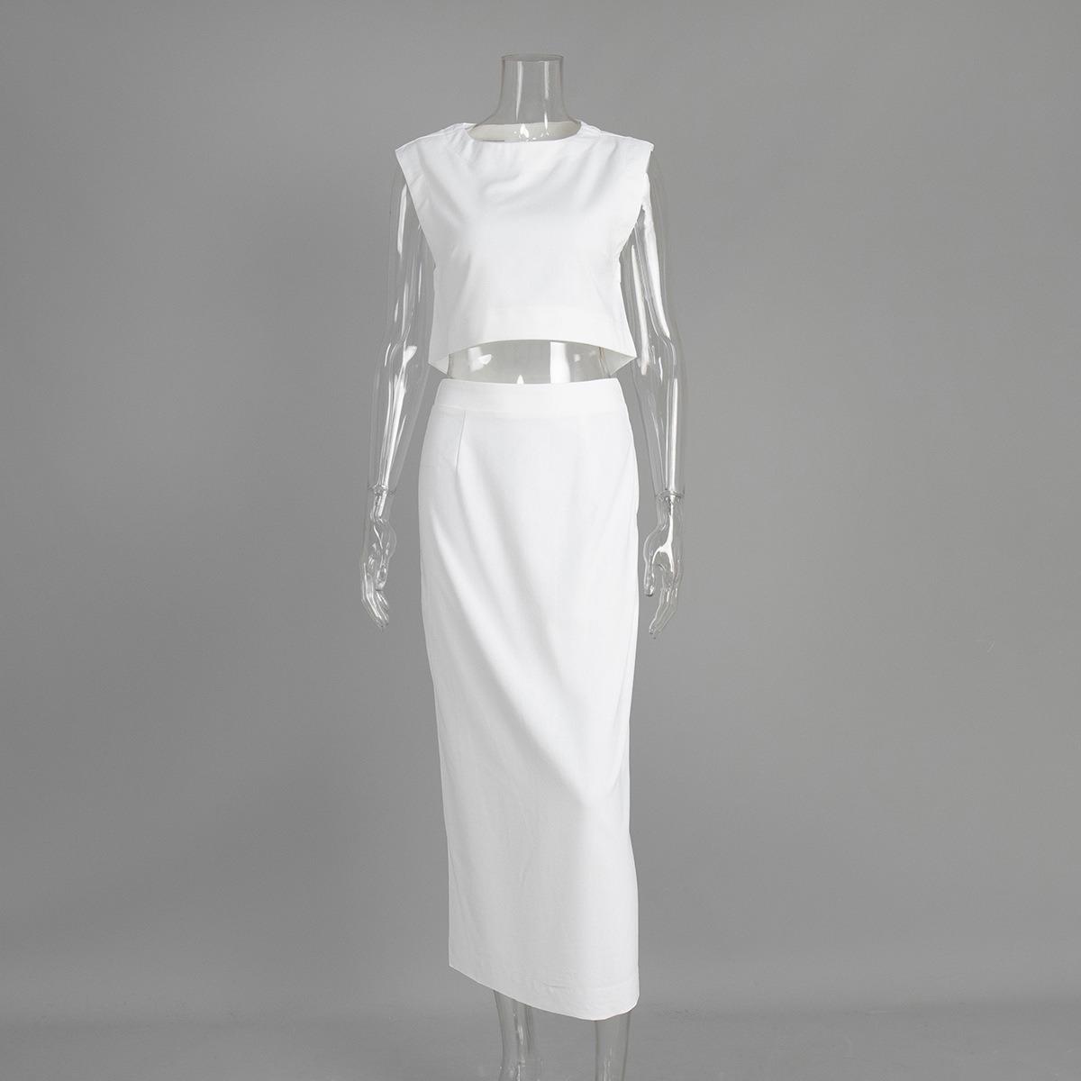 Spring Summer New Women s Cotton Linen Vest Skirt Set INS Casual Two Piece Outfit European American Style S белый