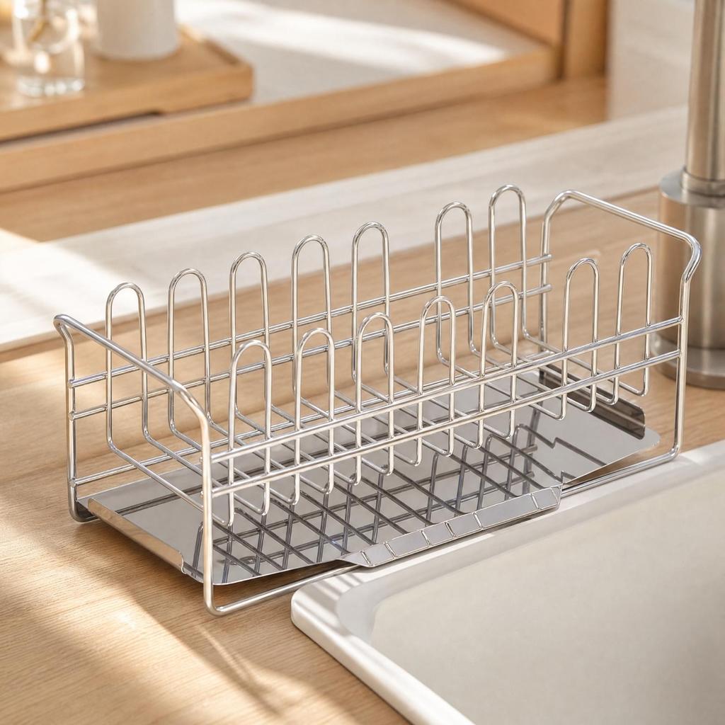 Sponge and Cloth Drainer Rack Polished Finish Holder with Divider