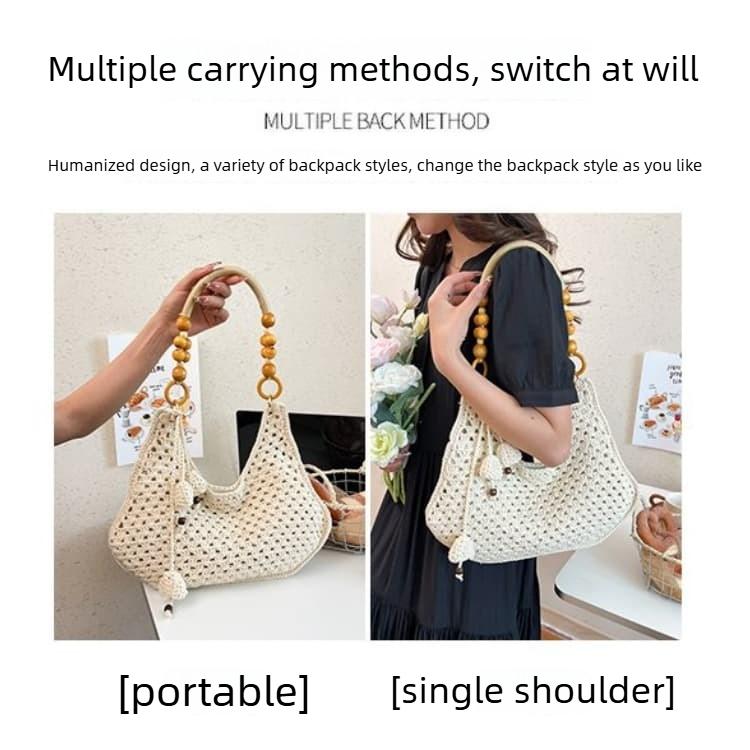 Hand Crocheted Hollow Underarm Bag Women's Shoulder Bag