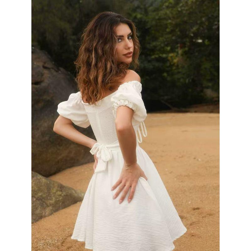 Western Style Fashion Sexy off-Shoulder Lace-up Dress Sexy off-the-Shoulder Dress