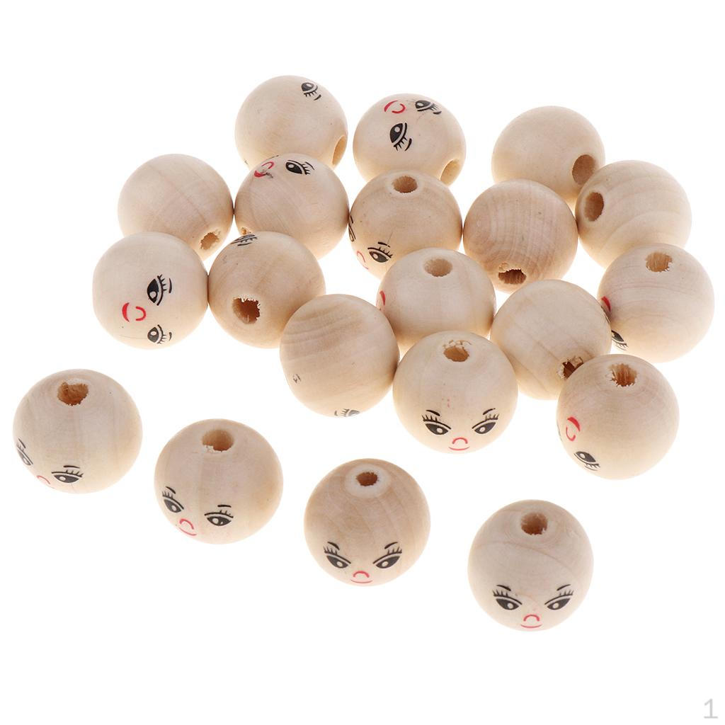 20 Pcs Wooden Beads Spacer Loose for Kids Bead Crafts