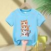 Cute Cat Graphic Kids Tshirts Summer Short Sleeve Tees Cartoon Animal Boys Girls Clothes Kawaii Kitten Tops Y2K Children T-shirt