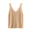 Women’s V-Neck Cashmere Camisole Sweater - Fitted, Sleeveless with Elegant Back Design for Autumn & Winter