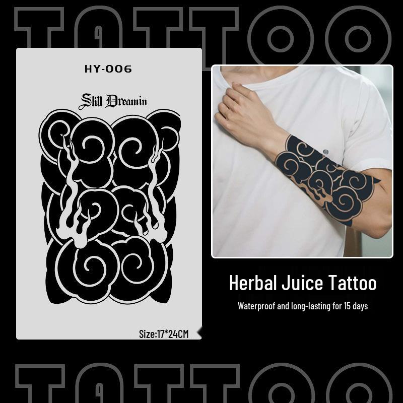 Japanese Traditional Tattoo Waterproof Sticker: Men's Long-lasting Floral Arm Pattern.