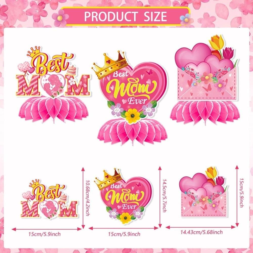 Happy Mother's Day Hanging Swirls Hearts Pattern Desktop Ornament Holiday Banner  Party DIY Decor