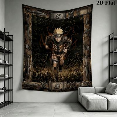 Naruto Fire Determination Wall Tapestry Aesthetic Wall Hanging Printed Fabric Blanket Decorative Tapestries For Bedroom Living Room Home Decor