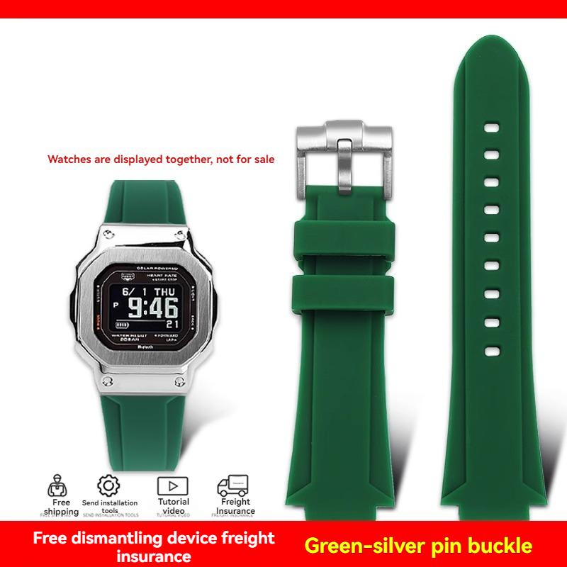 Per serie G-SHOCK Casio DW-5600 GM-5600 GW-B5600 DW5600/60 GW-M5610 GA2100 cinturino bracciale in resina siliconica con catena