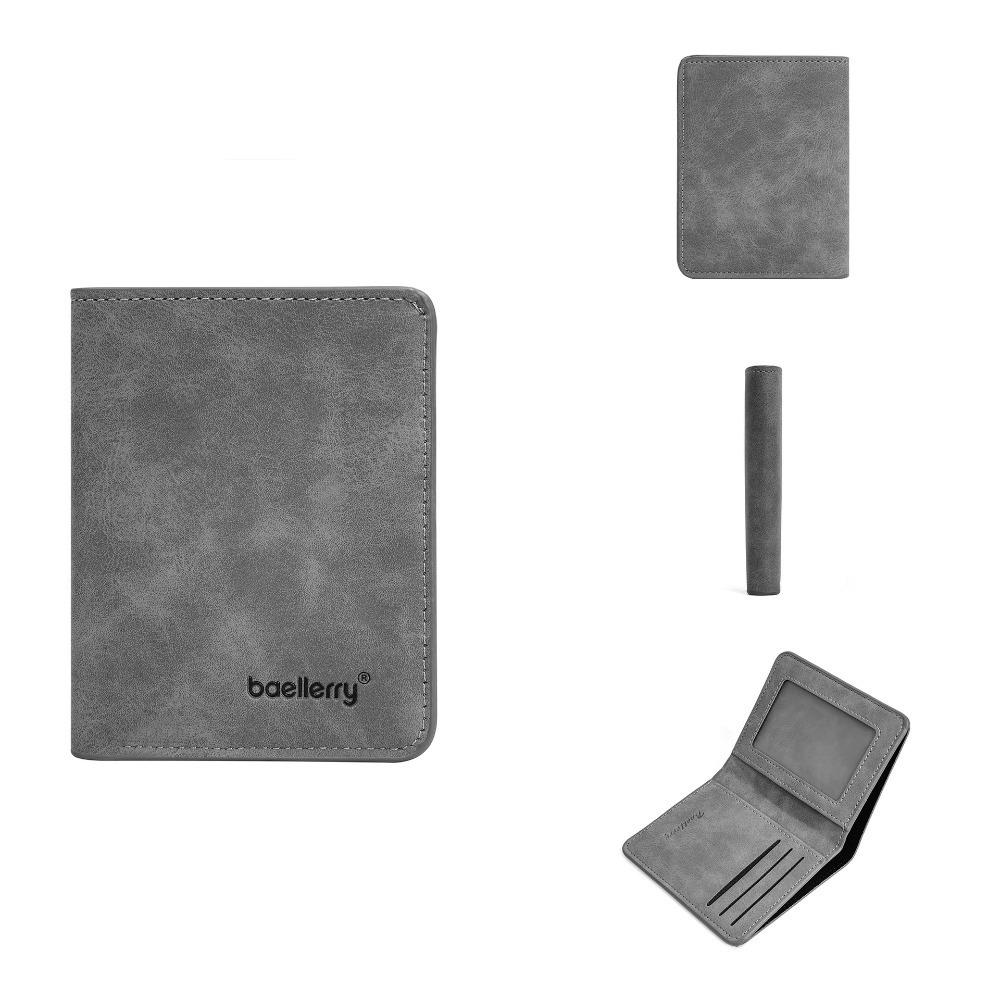 High Quality Sanded Leather Men Wallets Short Foldable Card Holder Coin Purse Men