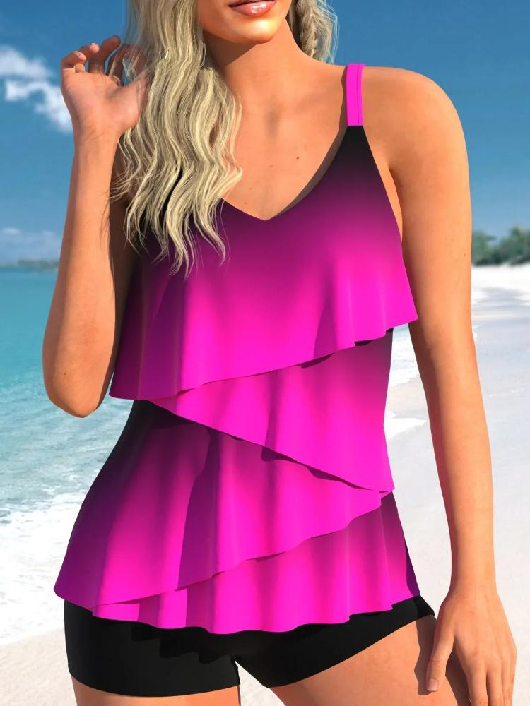 

Женский летний новый комплект из двух предметов с 3D принтом, сексуальный дизайн для отдыха и отпуска с рюшами, пляжный купальник, S-6XL XL