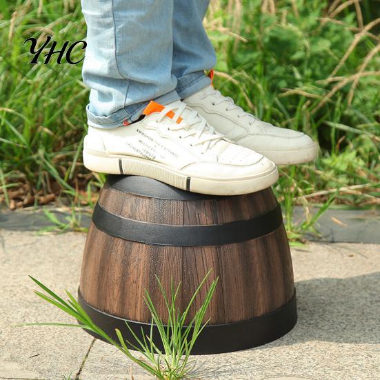 Flower Pot Plant Faux Whiskey Barrel Shape Home Decor Succulent Planter Plastic Indoor Outdoor Yard Patio Flowerpot for Garden Nursery