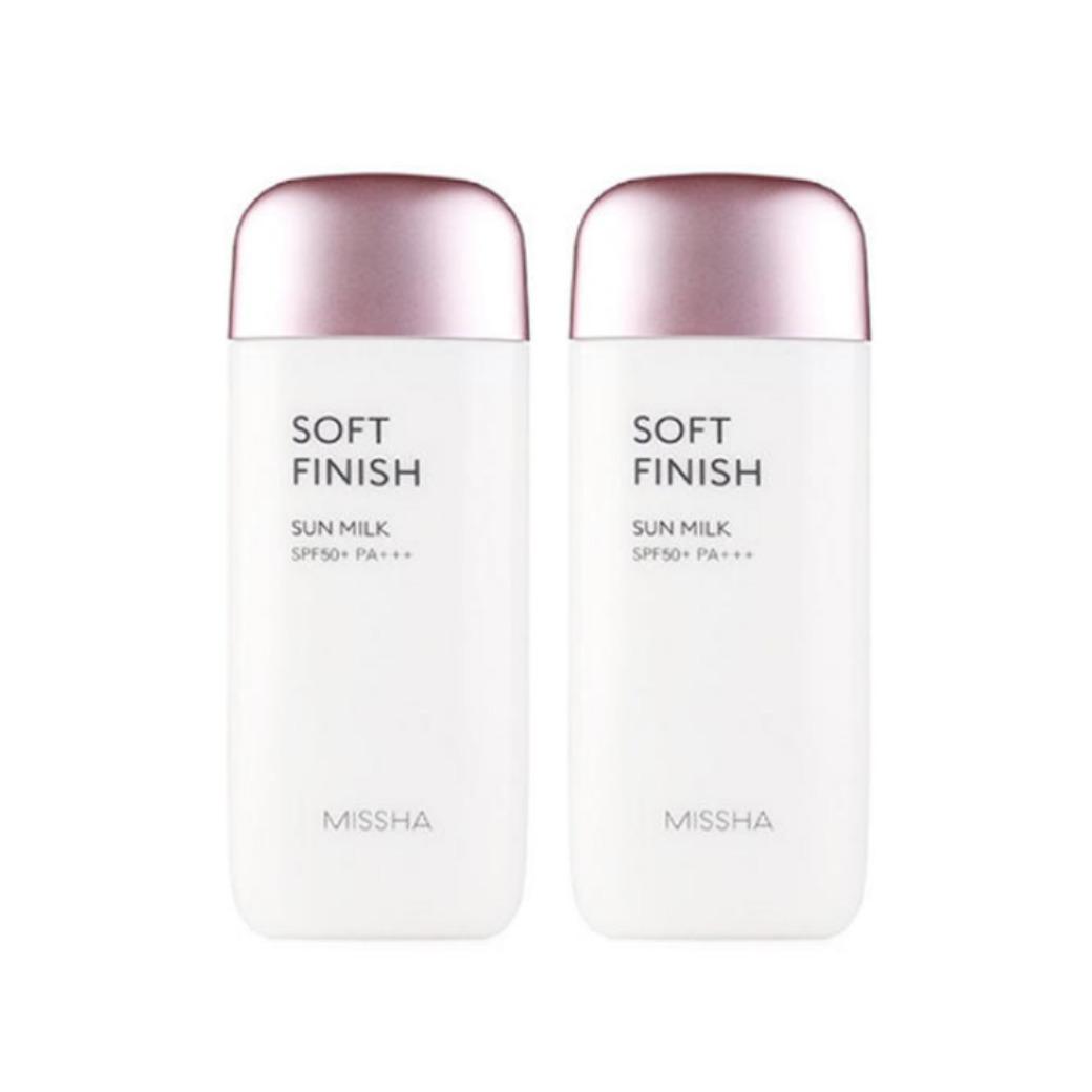 

[1+1] MISSHA All Around Safe Block Soft Finish Sun Milk 70ml × 2 SPF50+ PA+++ – Lightweight Matte Sunscreen Duo Set
