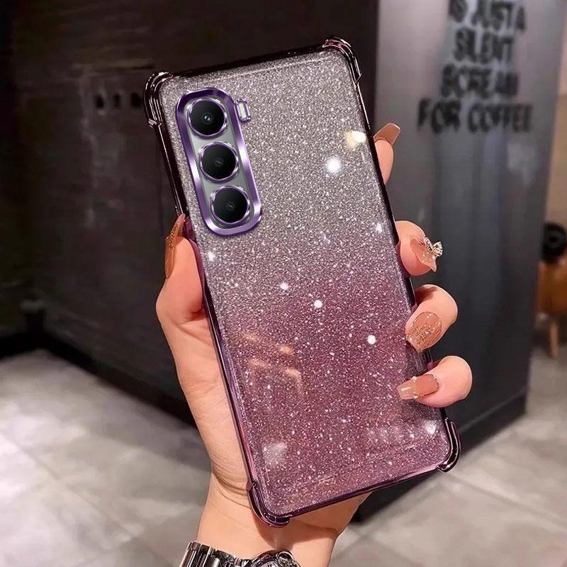 Luksusowe etui z błyszczącym platingiem i przezroczyste dla INFINIX HOT 70 60 50 40 Pro Plus 60I 50I 40I 4G 5G Czterokątna osłona ochronna odporna na wstrząsy