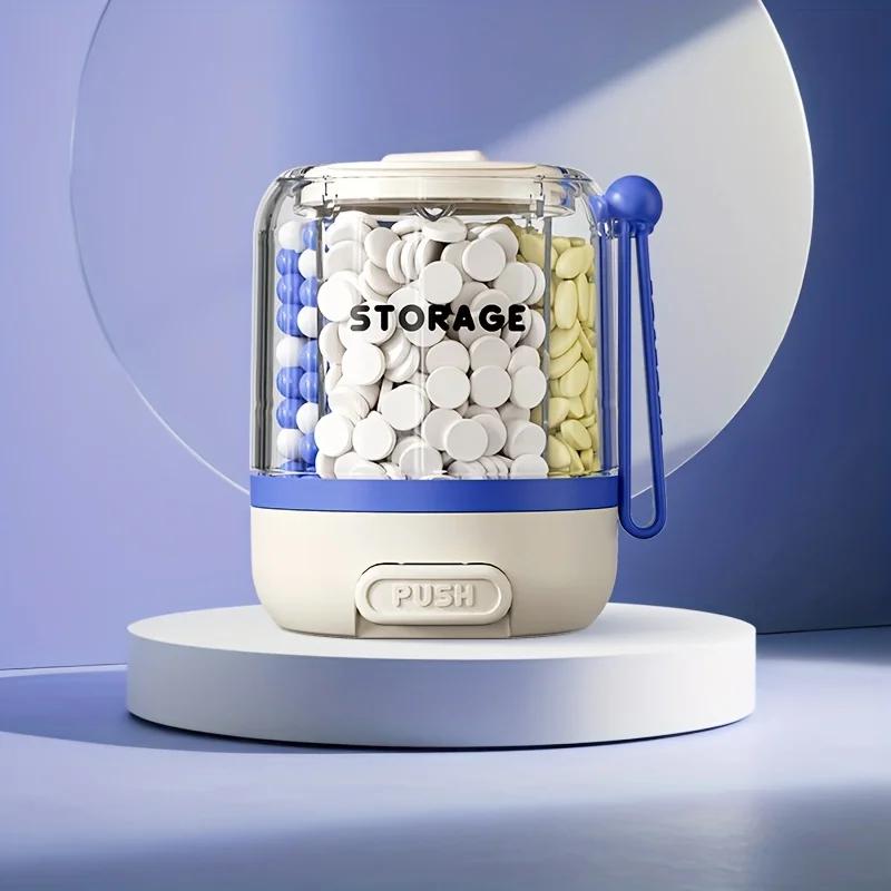 1pc Portable Large Capacity Pill Divider Bottle, 4-Compartment Removable Partition Vitamin Storage Box with Anti-Mix Design