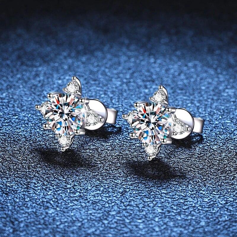 D Color 1ct 6.5mm Moissanite Earrings 925 Sterling Sliver with White Gold Plated Stud Earring Wedding Jewelry for Women