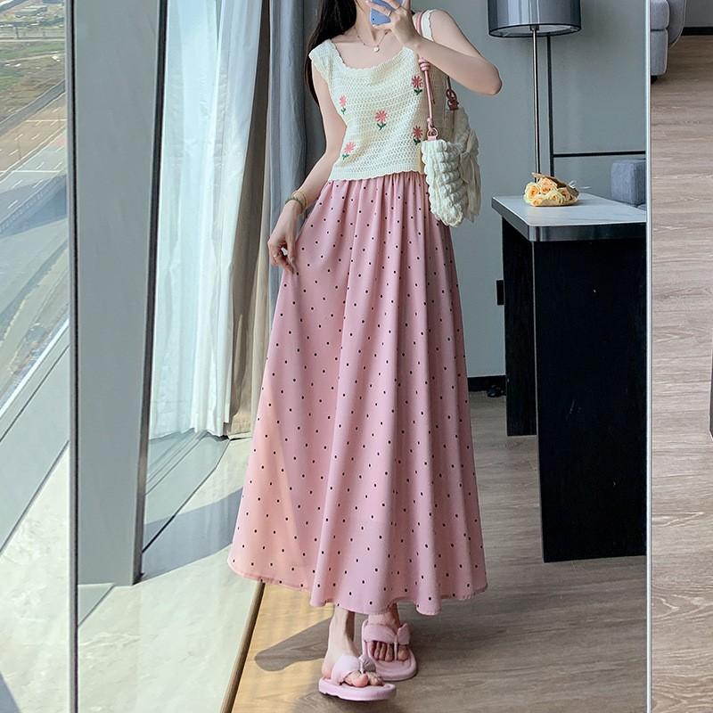 Bust Skirt Women's Summertime New A-shaped Thin Medium and Long Skirt French Small Umbrella Skirt