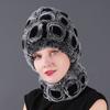 Rex Rabbit Rose Hat and Flower Scarf Set Specializing In the Production of Rex Rabbit Scarf Hat Two-piece Adult Hat