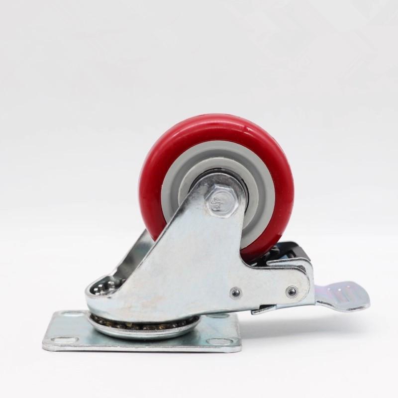 Jiangqing 3-inch Polyurethane Swivel Caster Wheels - Medium-duty, Wear-resistant, Silent Dolly & Push Car Wheels.