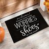 1pc "Please Leave Your Worries and Shoes At The Door" Print Mat, for Bedroom, Bathroom, Living Room, Anti-slip Polyester Mat