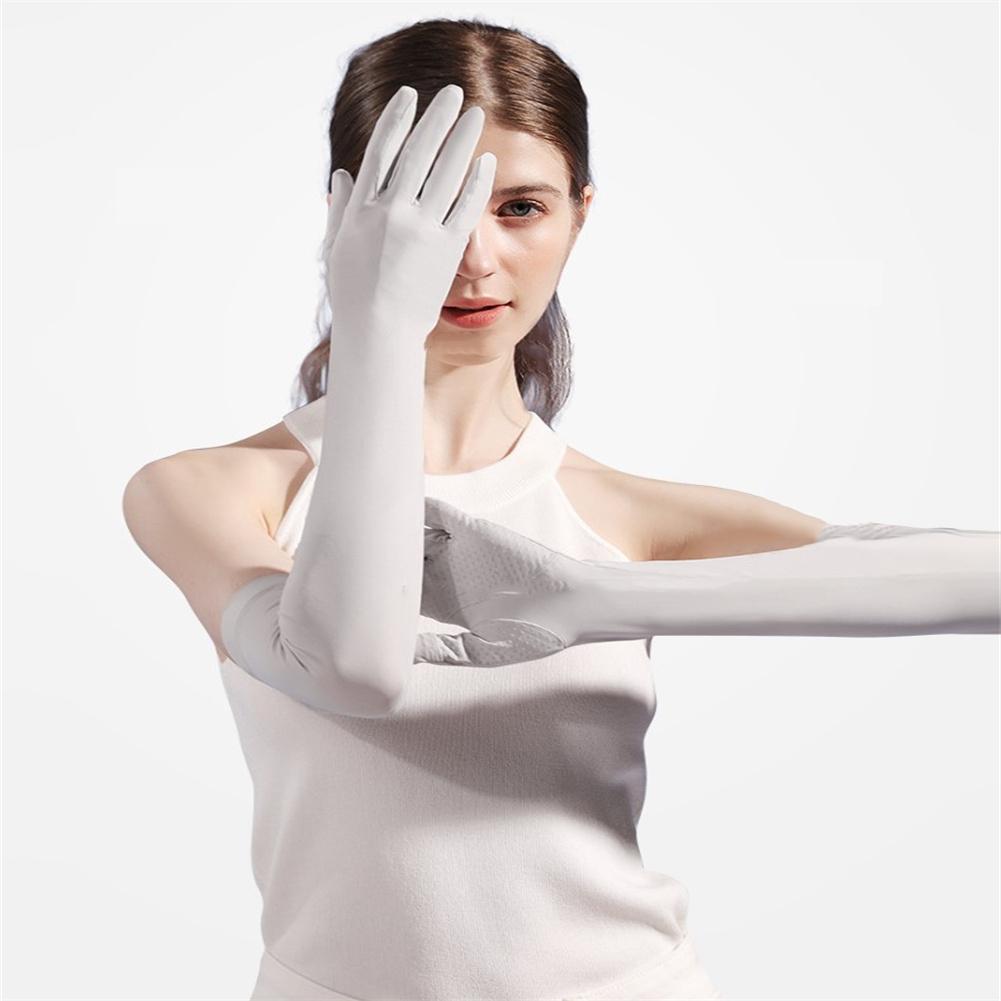 1 Pair Open  Fingered  Sunscreen  Gloves Summer Ice Silk Outdoor Cycling Non-slip Breathable Long Sunshade Sleeves