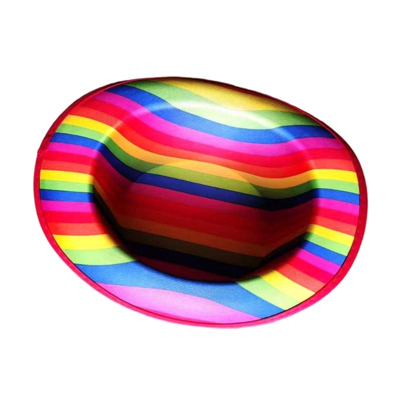 Rainbow Color Tall Hat for Music Festival Adult Unisex All Matching Headwear Stage Show Hat for Theme Event Gathering