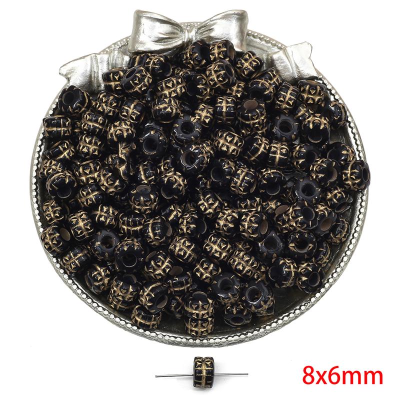 

Акрилові намистини Бароко Ретро Золоті У формі квітки Плоскі круглі намистини для виготовлення ювелірних виробів DIY Браслети Намисто 8x6mm 50pcs чорний