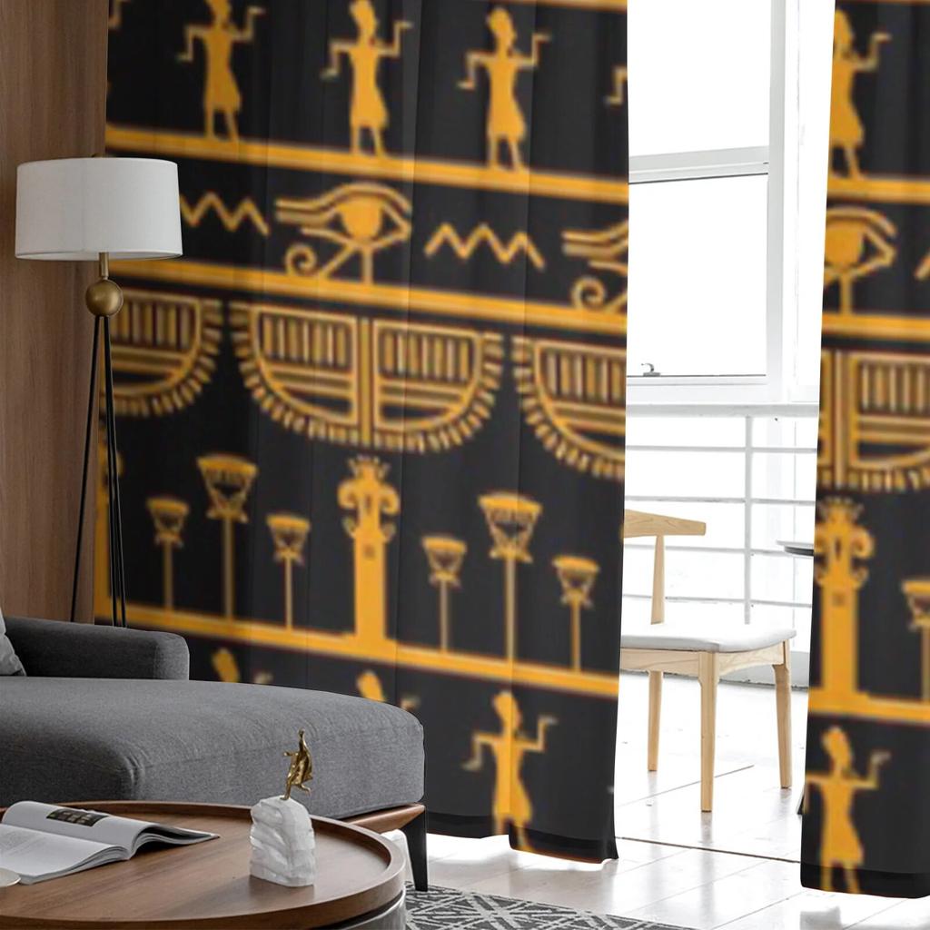 Stamkonst egyptisk vintage etnisk skira gardiner för vardagsrum Transparent Tyll Fönster Gardin Sovrum Kök Slöja Draperier