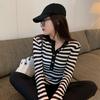 Base Shirt Slim and Fashionable Striped Pullover Sweater Long-sleeved T-shirt Women's Top