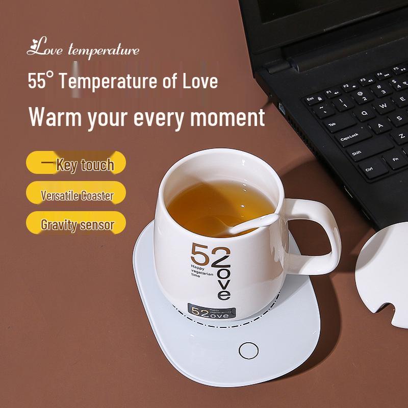 Ceramic 55-Degree Heating Coaster Set - Warm Cup & Milk Warmer Promotional Gift