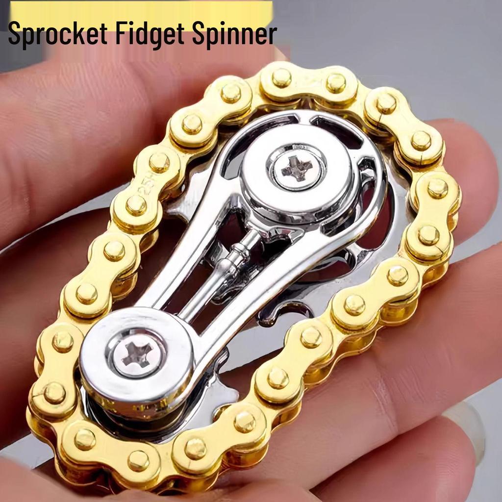Finger Chain Fidget Spinner: Mechanical Metal Gear Linkage Stress Reliever