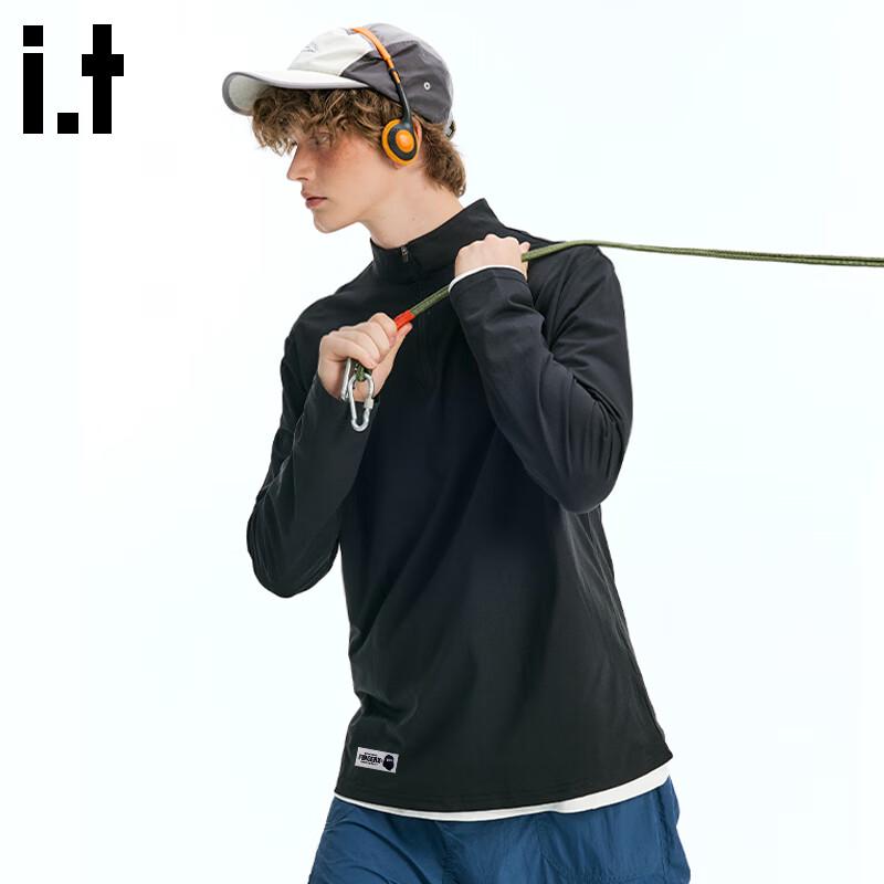 Fingercroxxit Men's Quick-Dry Half-Zip Long Sleeve T-Shirt