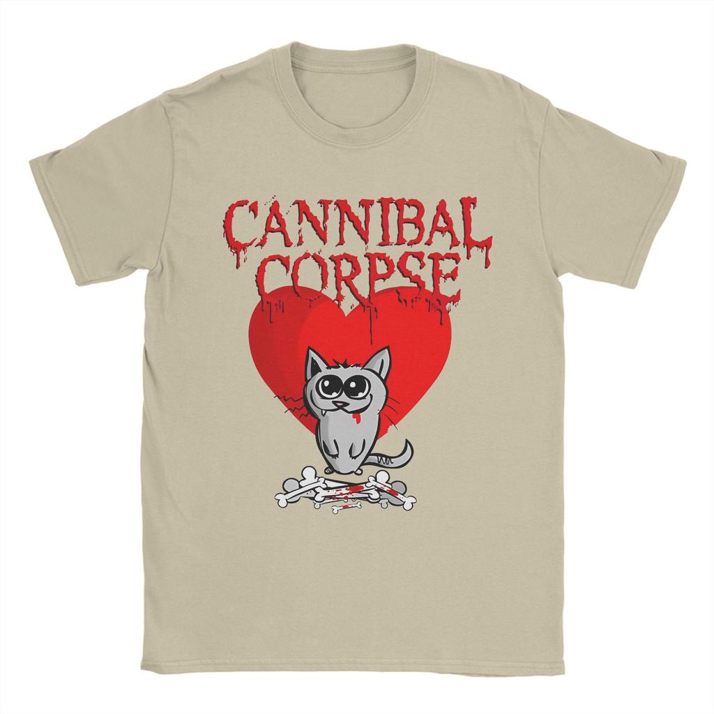 Vintage Cannibal Corpse Heart Cat TShirts for Men Round Collar Cotton T Shirts Short Sleeve Tee Shirt Graphic Tops